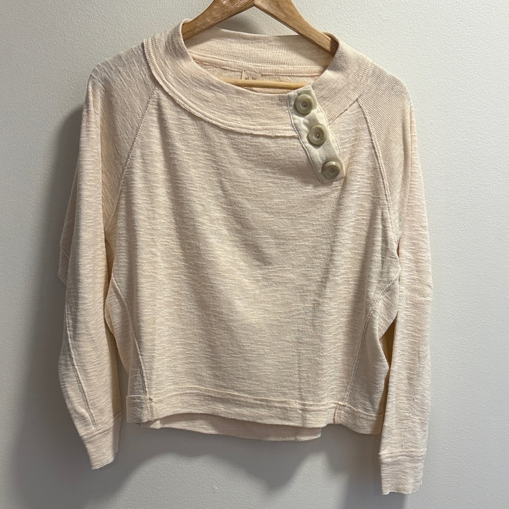 We The Free Soft Cream Ribbed Knit Top